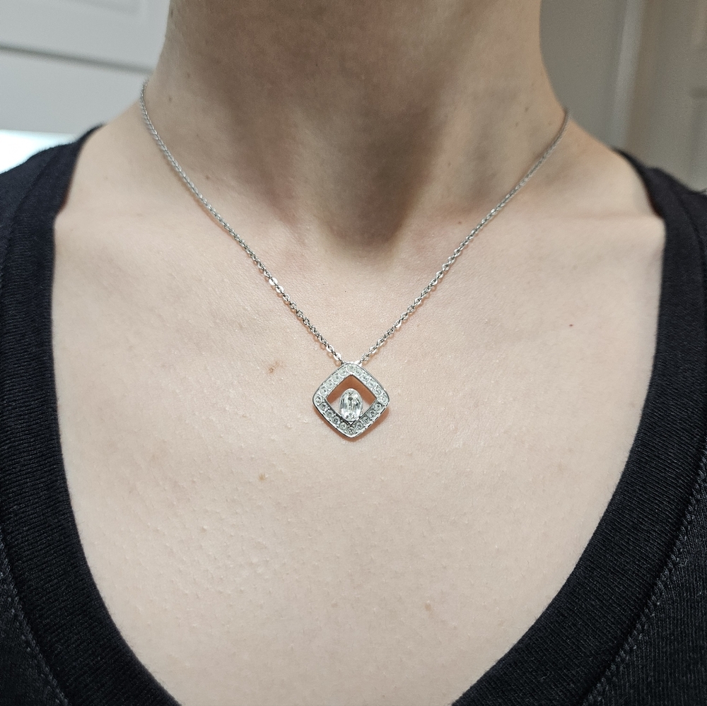 Swarovski Square Halo Pendant Necklace